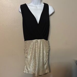 Womens Laundry By Shelli Segal Black and Gold Sheath Cocktail Dress size 8